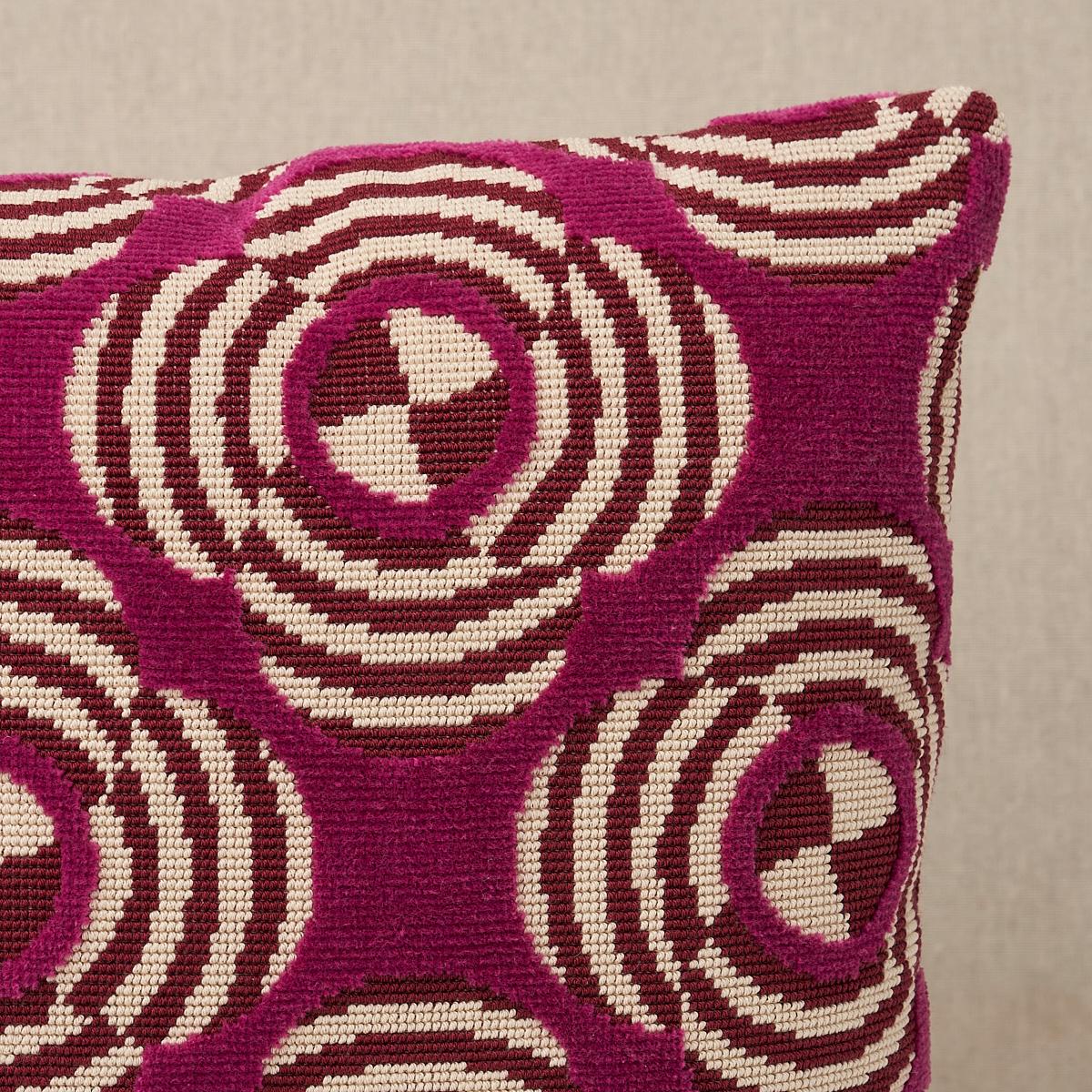 Schumacher Magenta 16" x 12" Le Moderne Cut Velvet Pillow