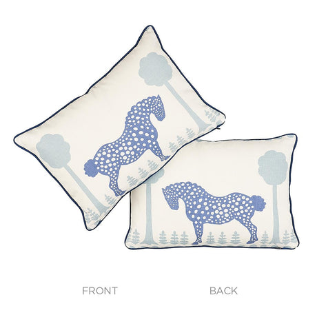 Schumacher Polka Dot Pony Blue 18" x 12" Pillow