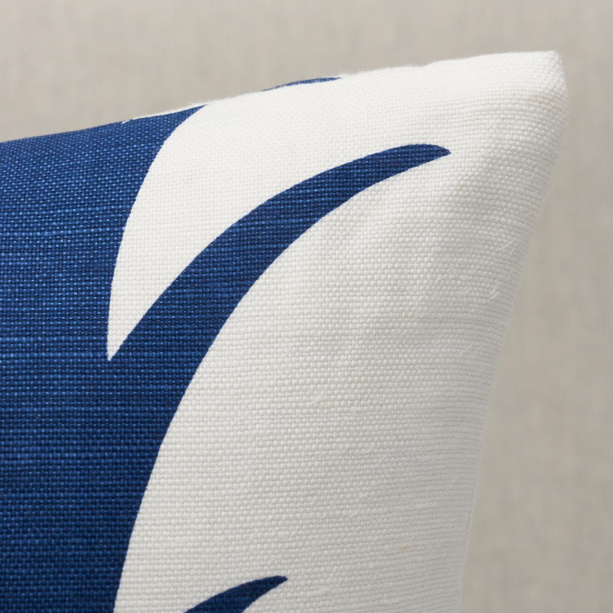 Schumacher Navy 30" x 14" Acanthus Stripe Pillow
