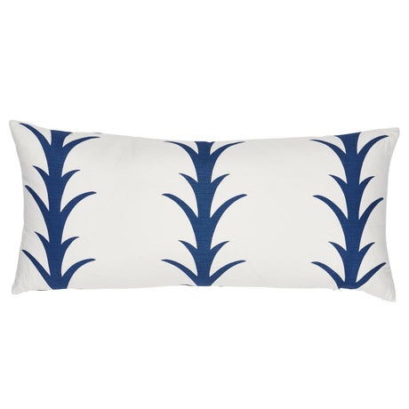 Schumacher Navy 30" x 14" Acanthus Stripe Pillow