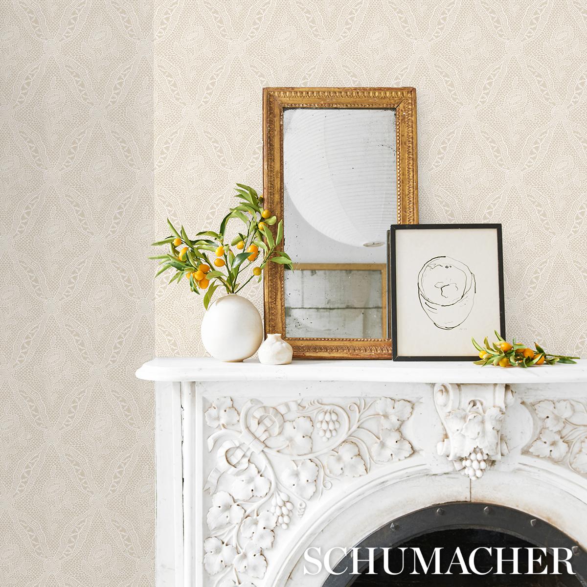 Schumacher Cosette Lace Sand Wallpaper