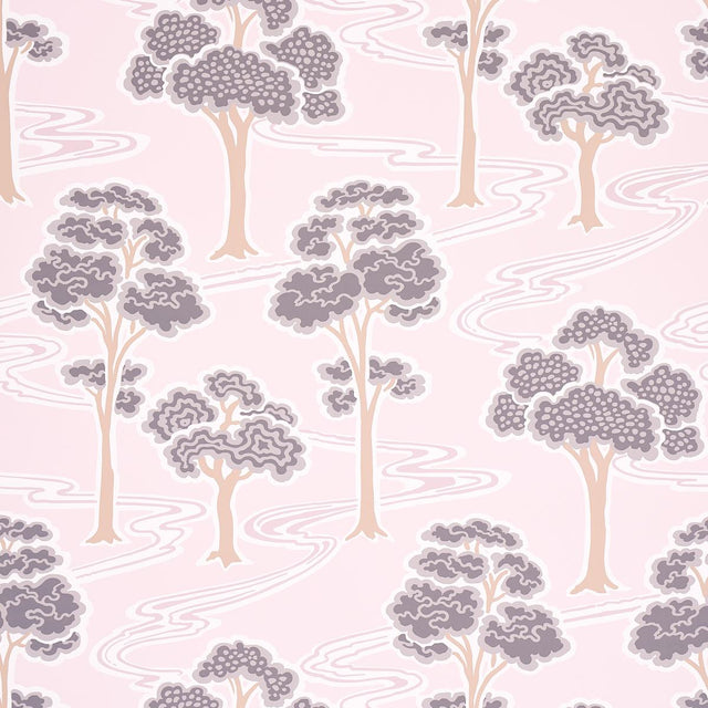 Schumacher Tree River Blush Wallpaper