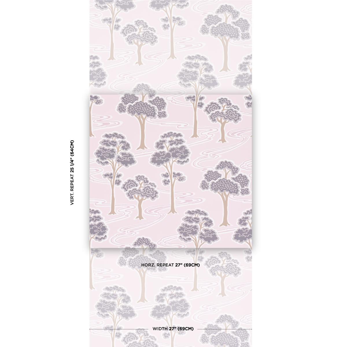 Schumacher Tree River Blush Wallpaper