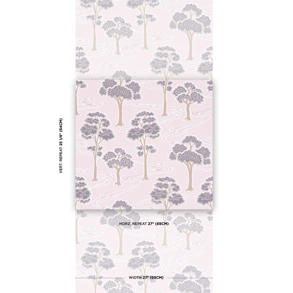 Schumacher Tree River Blush Wallpaper