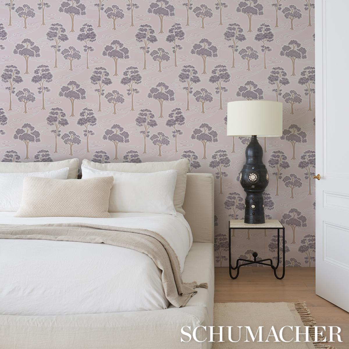 Schumacher Tree River Blush Wallpaper