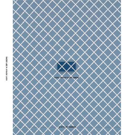 Schumacher Bamboo Trellis Indoor/Outdoor Navy Fabric