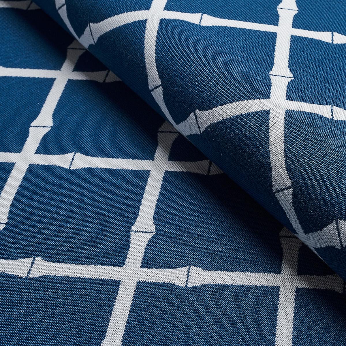 Schumacher Bamboo Trellis Indoor/Outdoor Navy Fabric