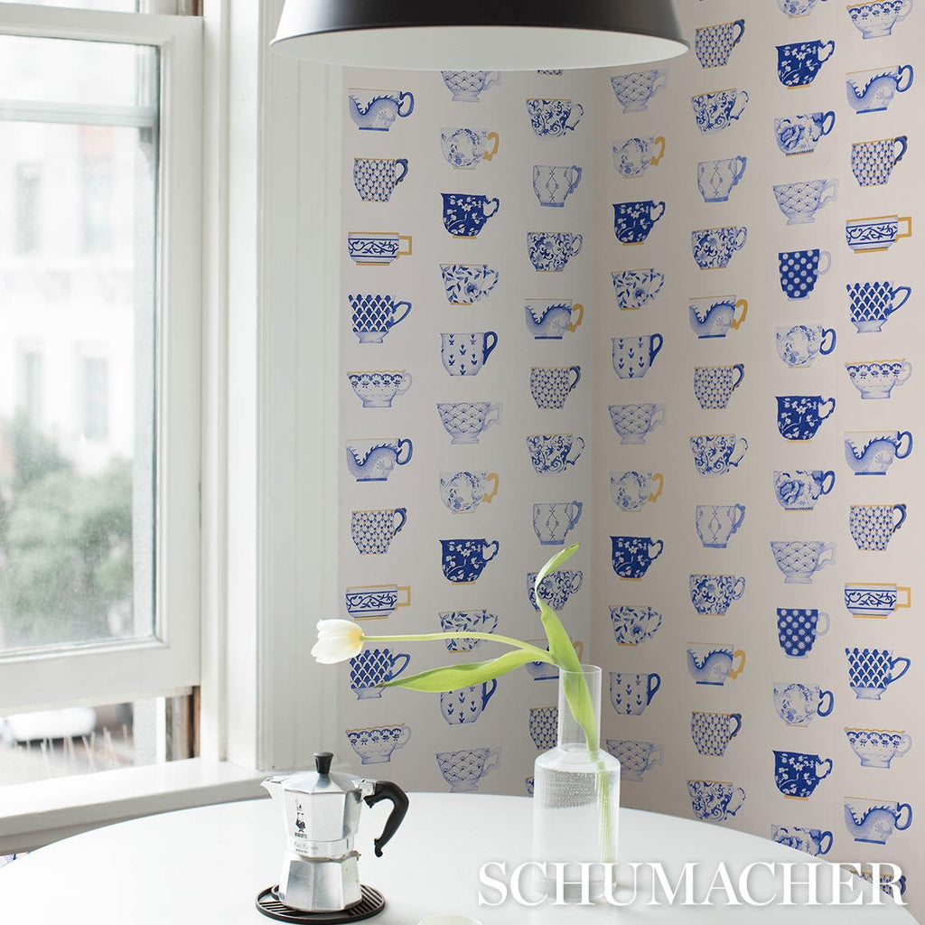Schumacher Onie'S Teacups Porcelin Wallpaper
