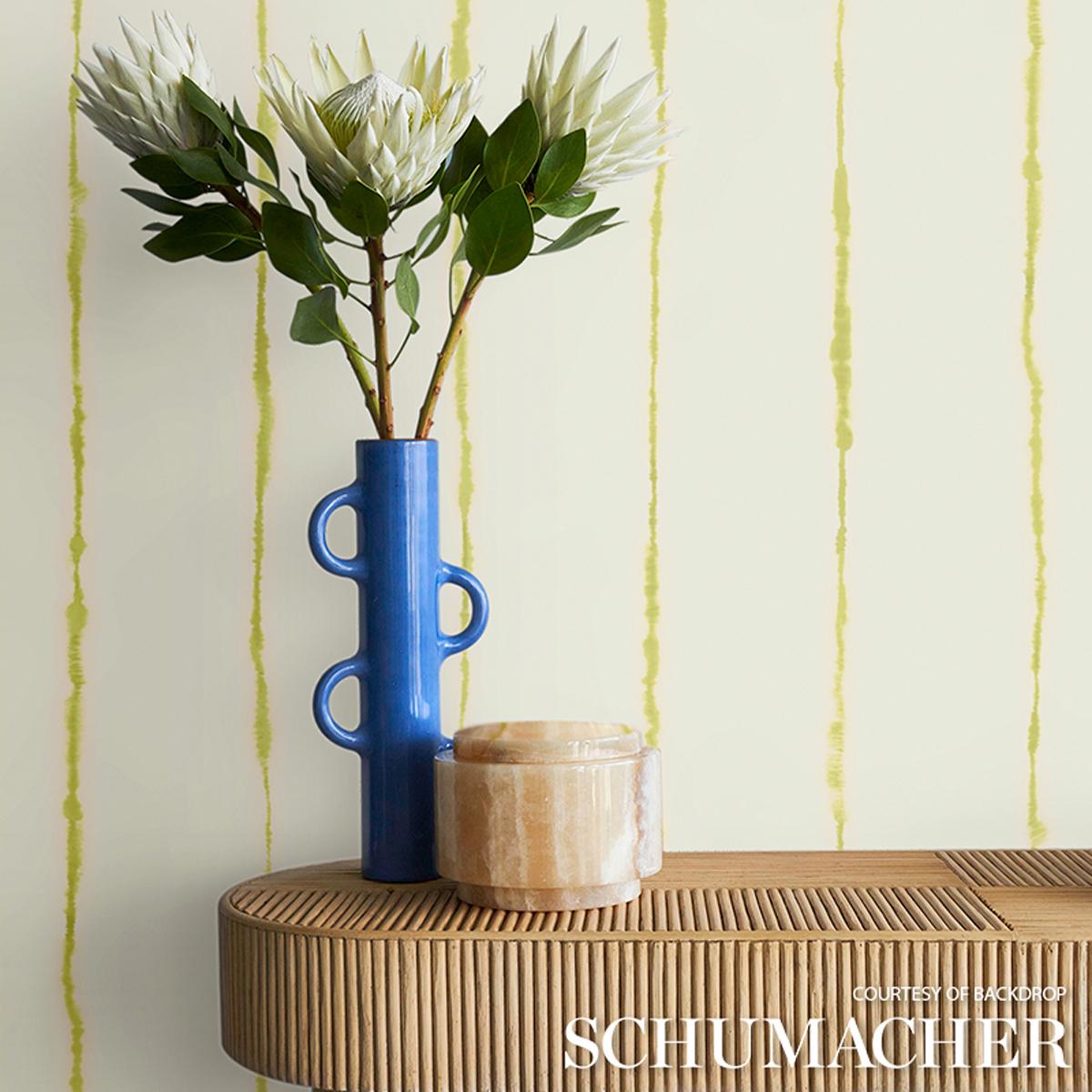 Schumacher Backdrop X Schumacher Ephemera Chartreuse Wallpaper