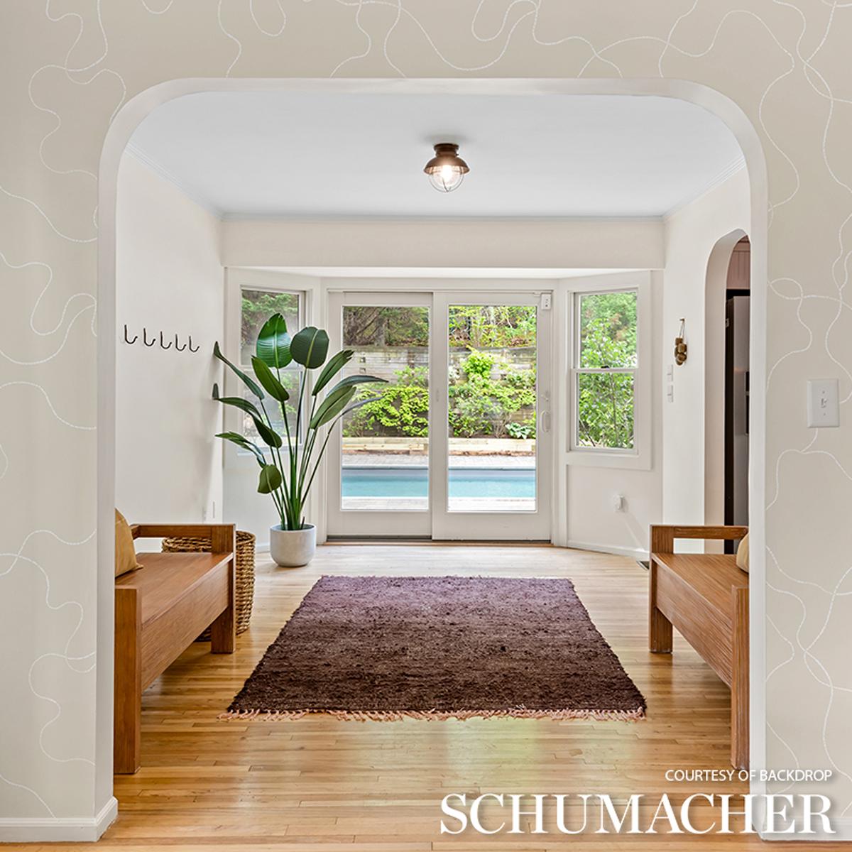 Schumacher Backdrop X Schumacher Turini Light Beige Wallpaper