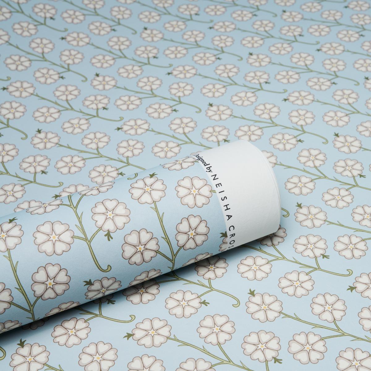 Schumacher Gardenia Egg Blue Wallpaper
