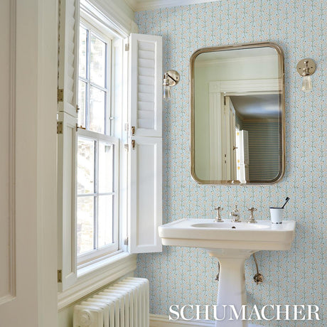 Schumacher Gardenia Egg Blue Wallpaper