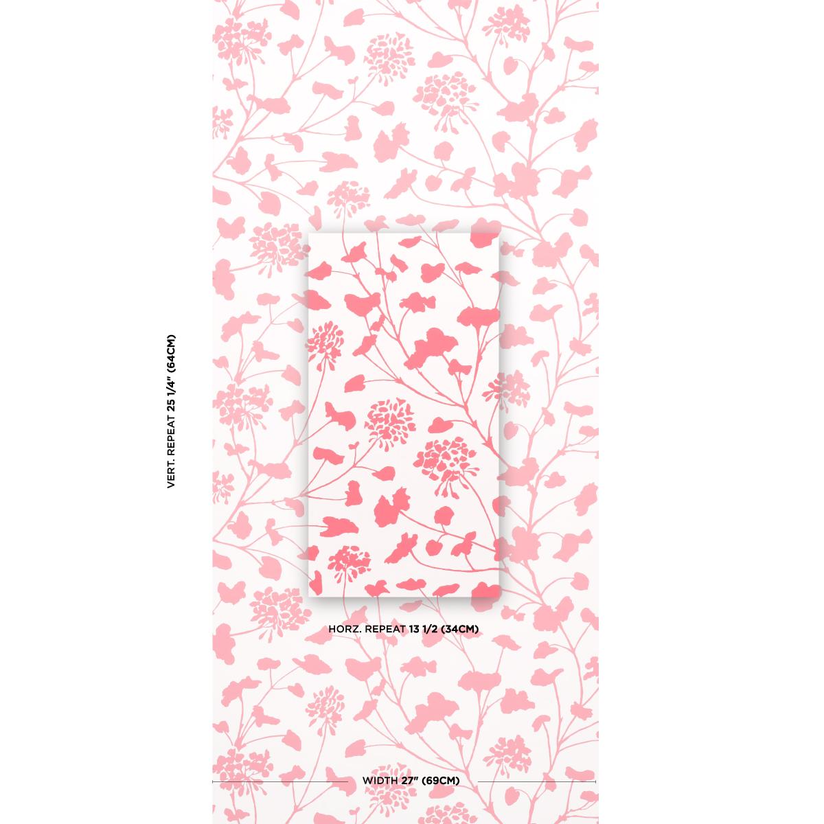 Schumacher Pennick Coral On Ivory Wallpaper