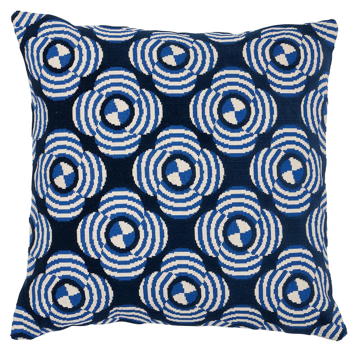 Schumacher Cobalt 20" x 20" Le Moderne Cut Velvet Pillow