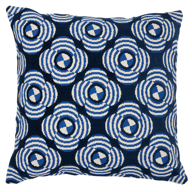 Schumacher Cobalt 20" x 20" Le Moderne Cut Velvet Pillow