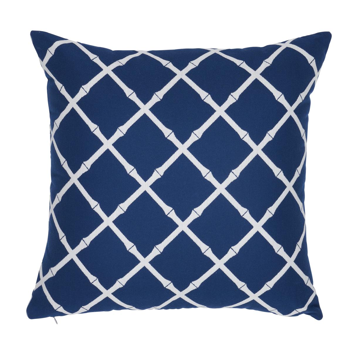 Schumacher Navy 20" x 20" Bamboo Trellis I/O Pillow