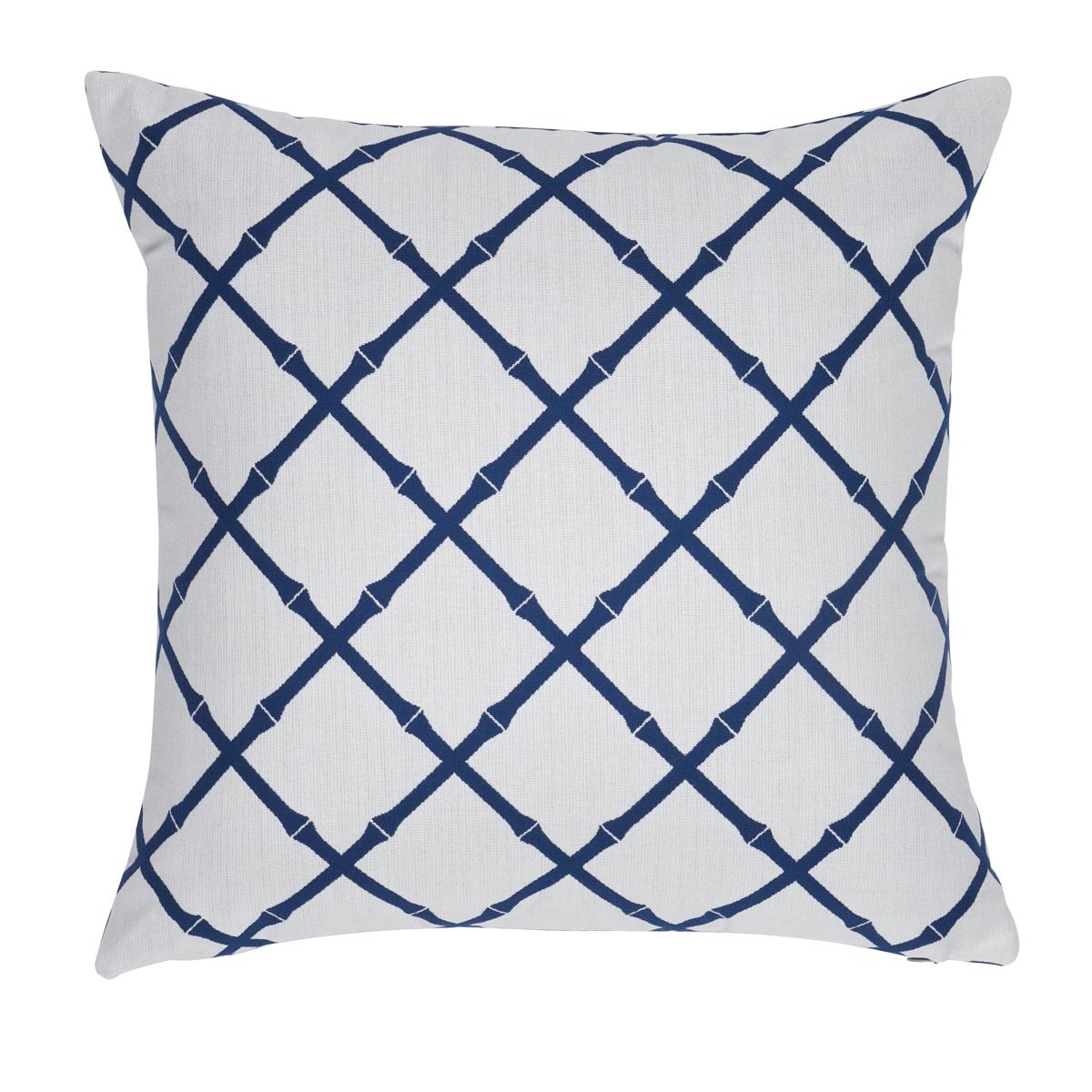 Schumacher Navy 20" x 20" Bamboo Trellis I/O Pillow