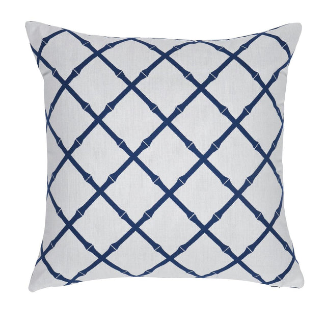 Schumacher Navy 20" x 20" Bamboo Trellis I/O Pillow