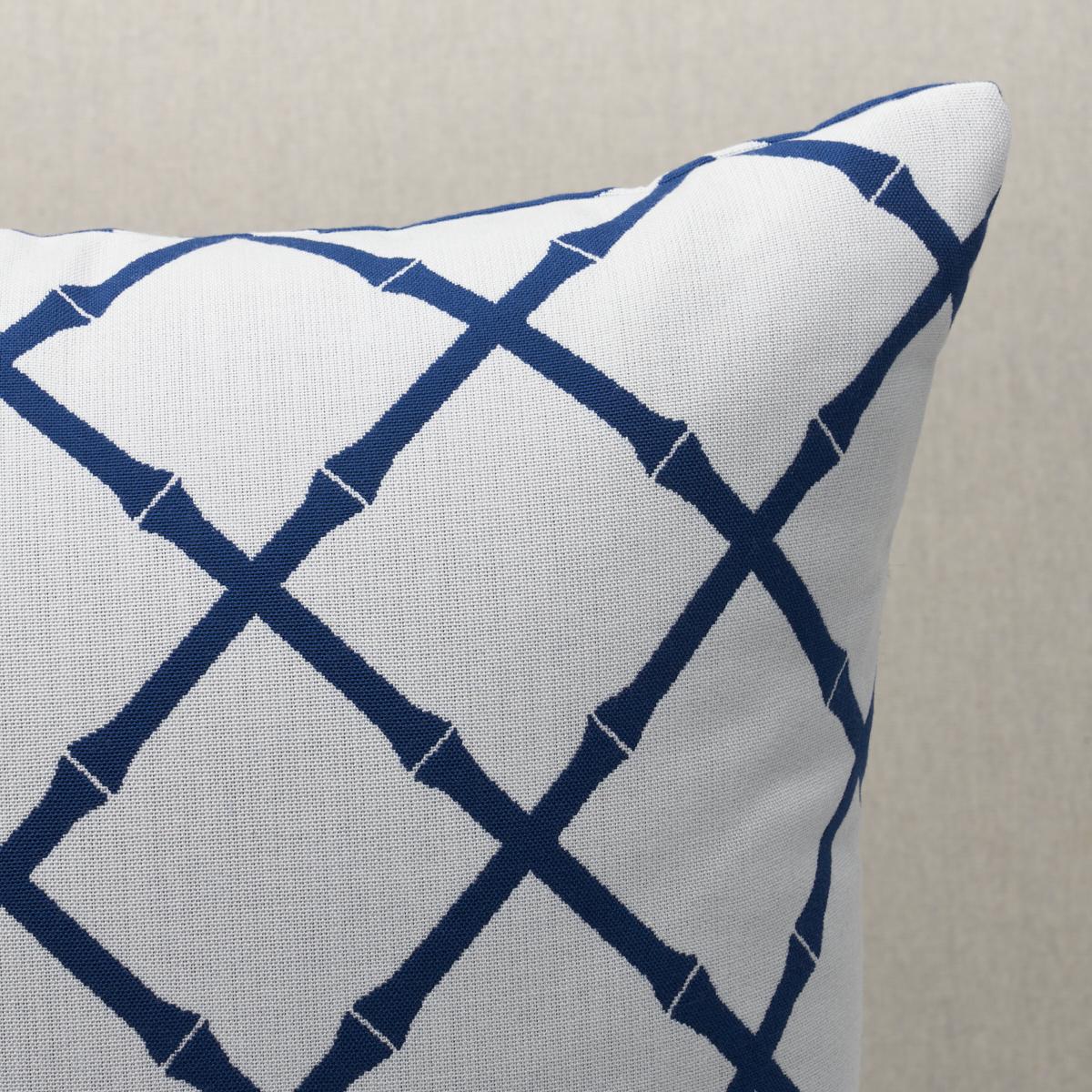 Schumacher Navy 20" x 20" Bamboo Trellis I/O Pillow