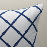 Schumacher Navy 20" x 20" Bamboo Trellis I/O Pillow