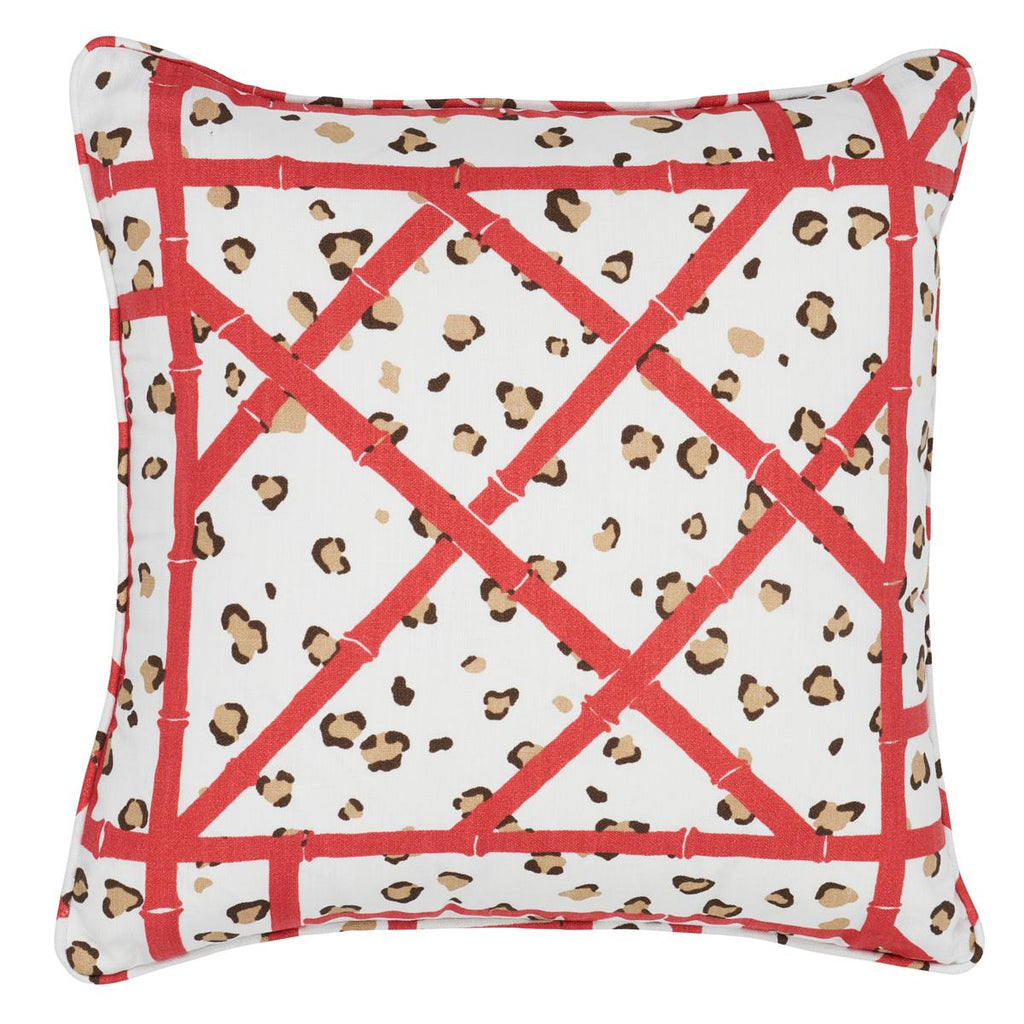 Schumacher Fancy Beasts I/O Coral Cheetah 18" x 18" Pillow