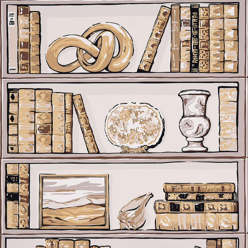 Schumacher Natalies Library Mocha Wallpaper
