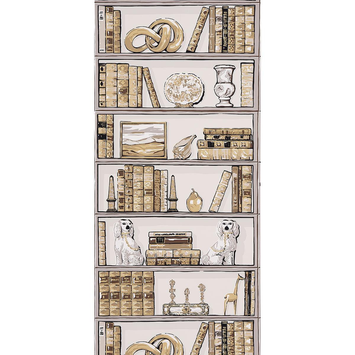 Schumacher Natalies Library Mocha Wallpaper