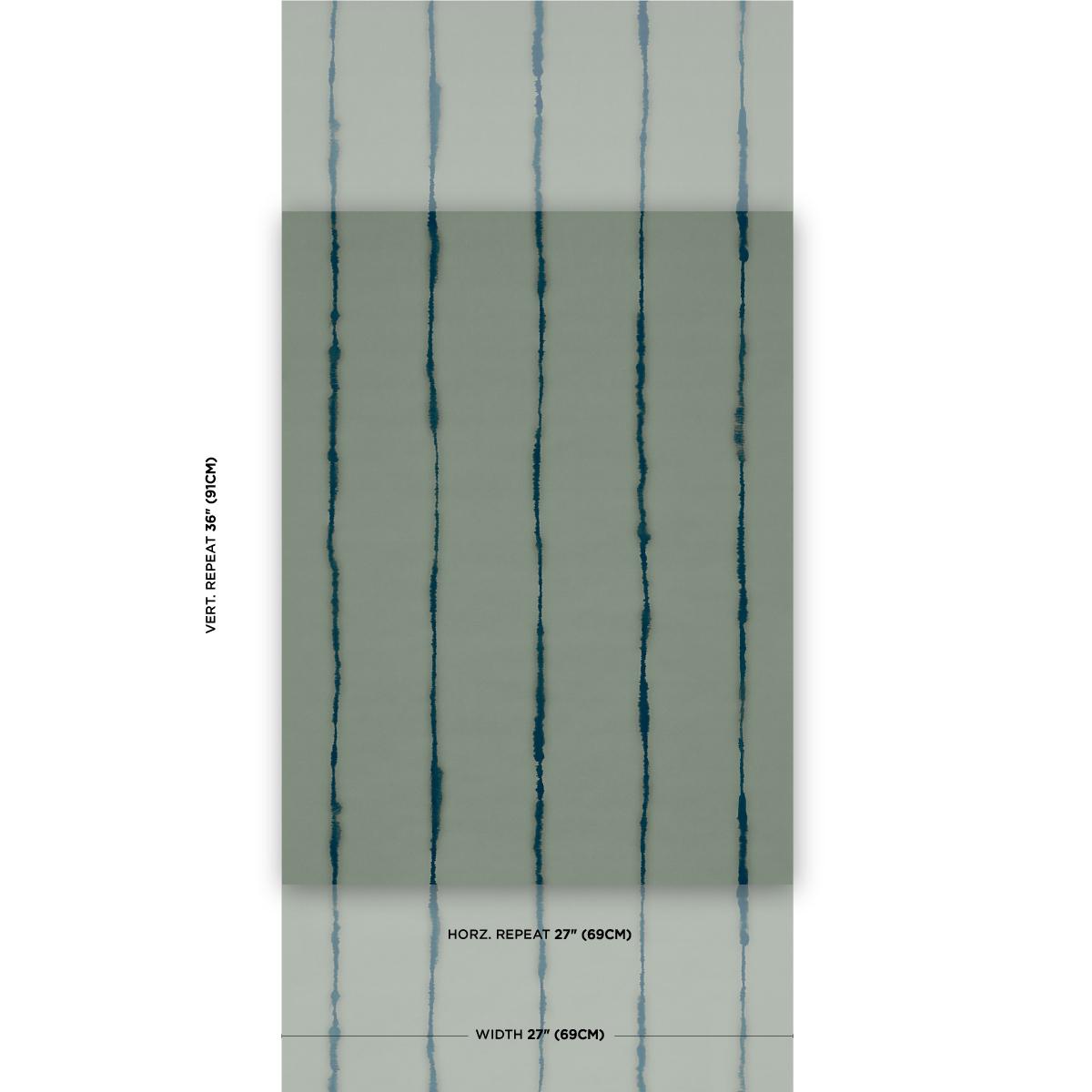 Schumacher Backdrop X Schumacher Ephemera Teal Gray Wallpaper