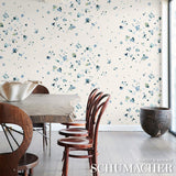 Schumacher Backdrop X Schumacher Fairfarren Teal Wallpaper