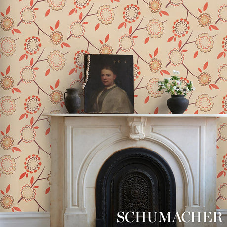 Schumacher Birdtree Cockatoo Red Wallpaper