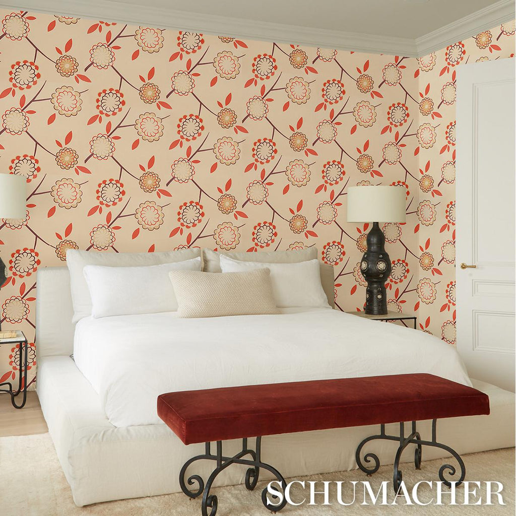 Schumacher Birdtree Cockatoo Red Wallpaper