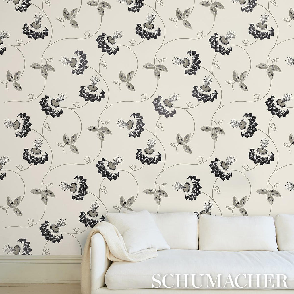 Schumacher Merlin Black & Cream Wallpaper