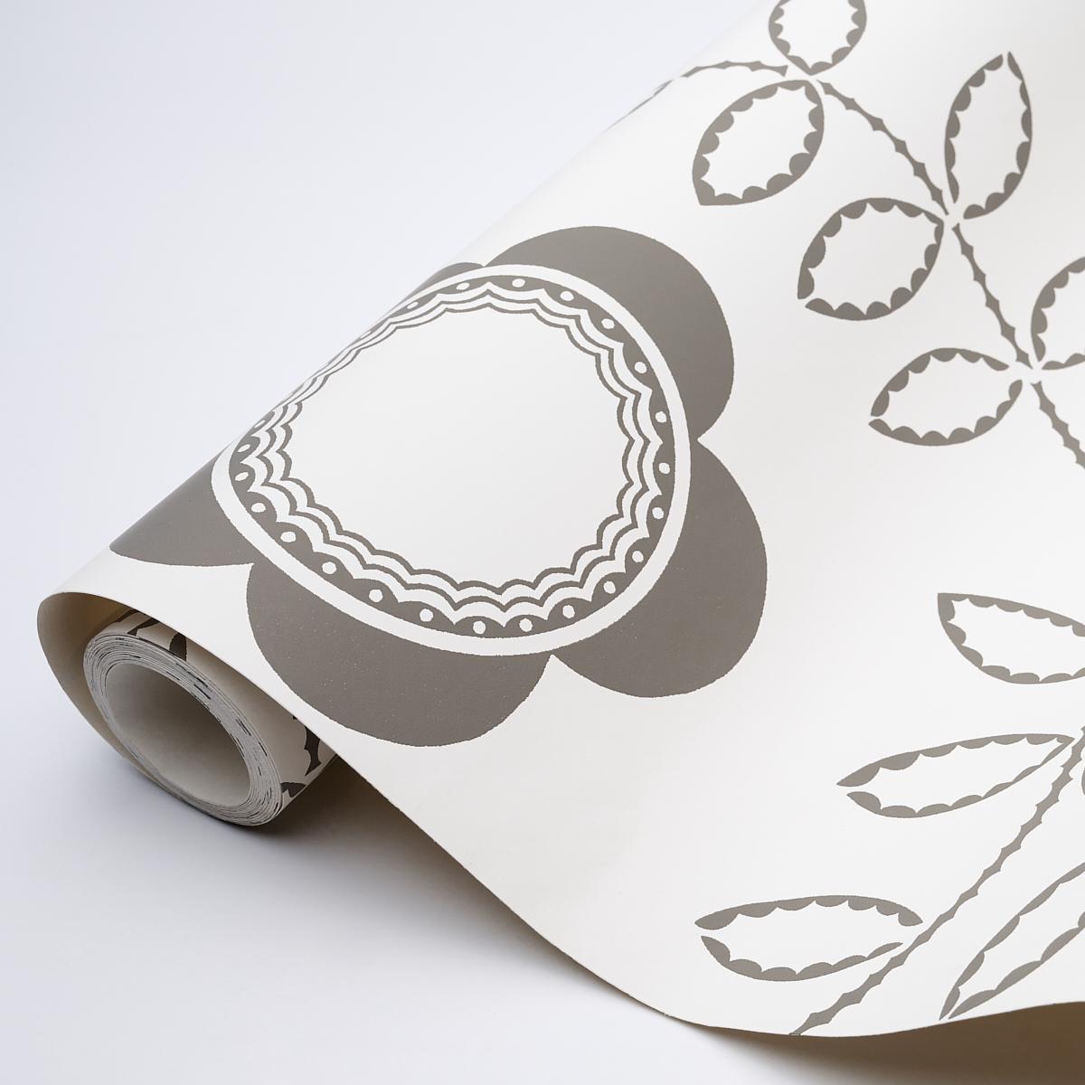 Schumacher Tudor Rose Charcoal White Wallpaper