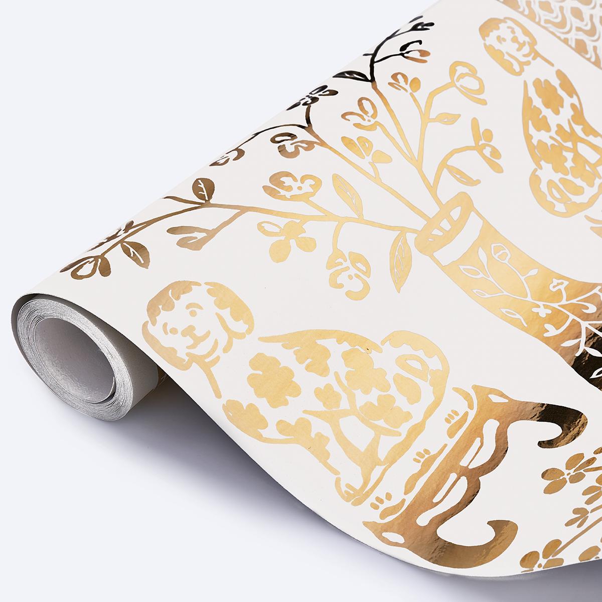Schumacher Hellene Mylar Gold Wallpaper