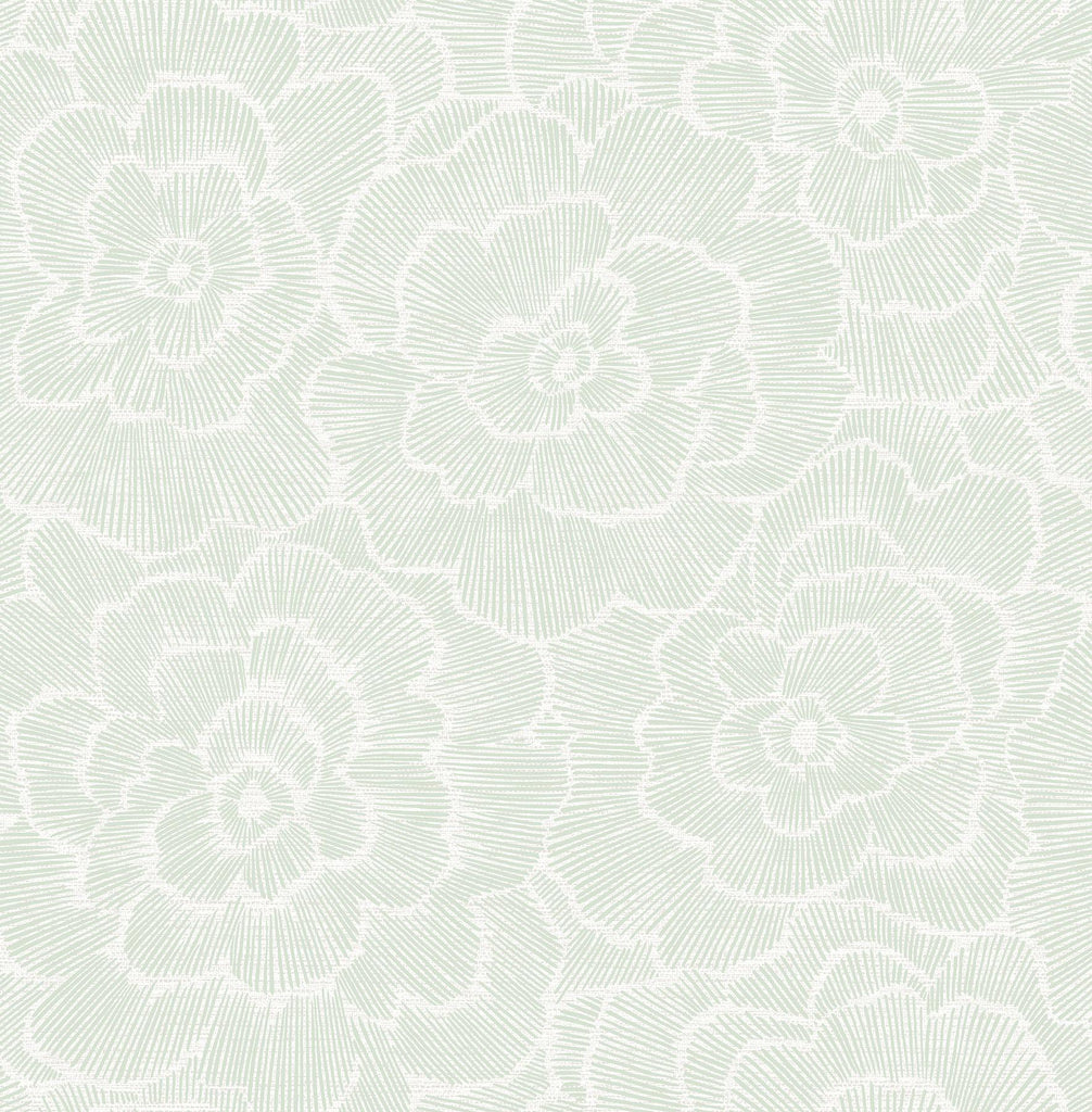 A-Street Prints Periwinkle Light Green Textured Floral Wallpaper