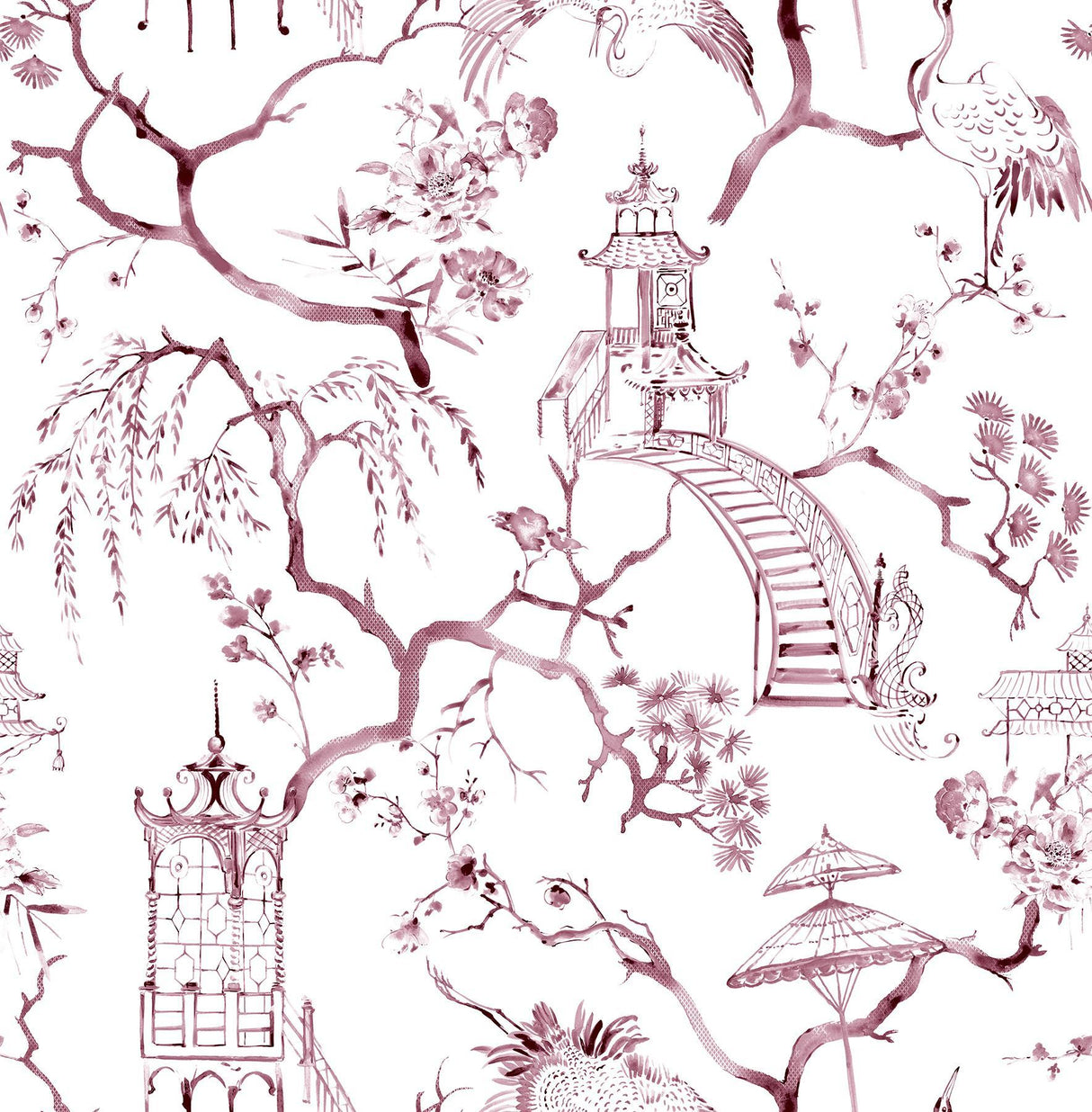 A-Street Prints Serena Plum Chinoiserie Wallpaper