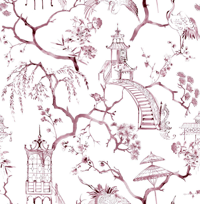 A-Street Prints Serena Plum Chinoiserie Wallpaper