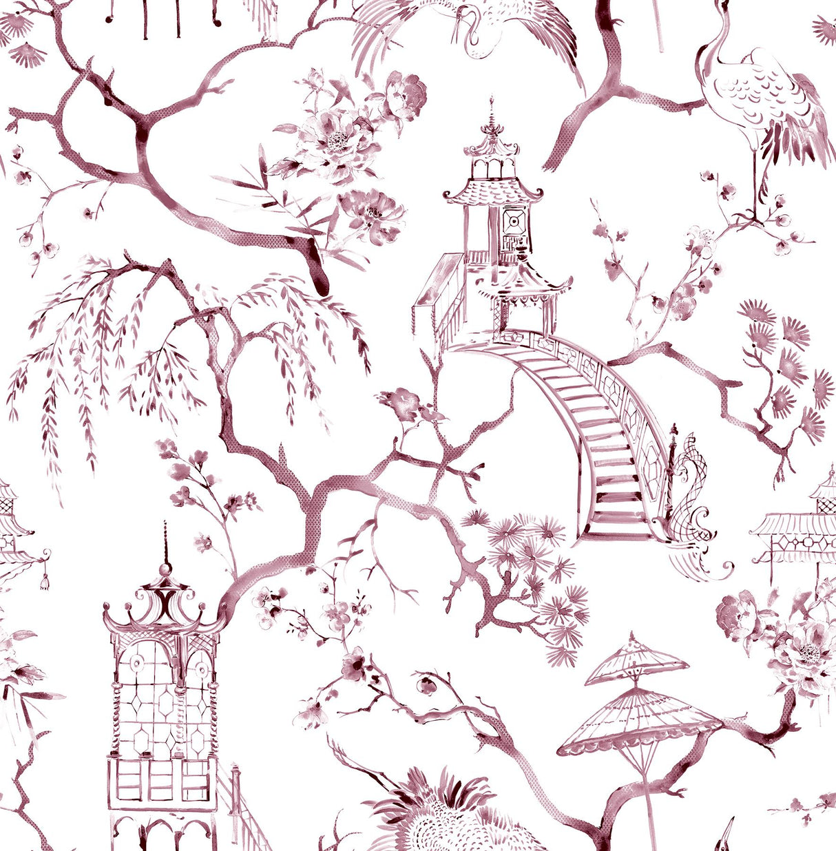 A-Street Prints Serena Plum Chinoiserie Wallpaper