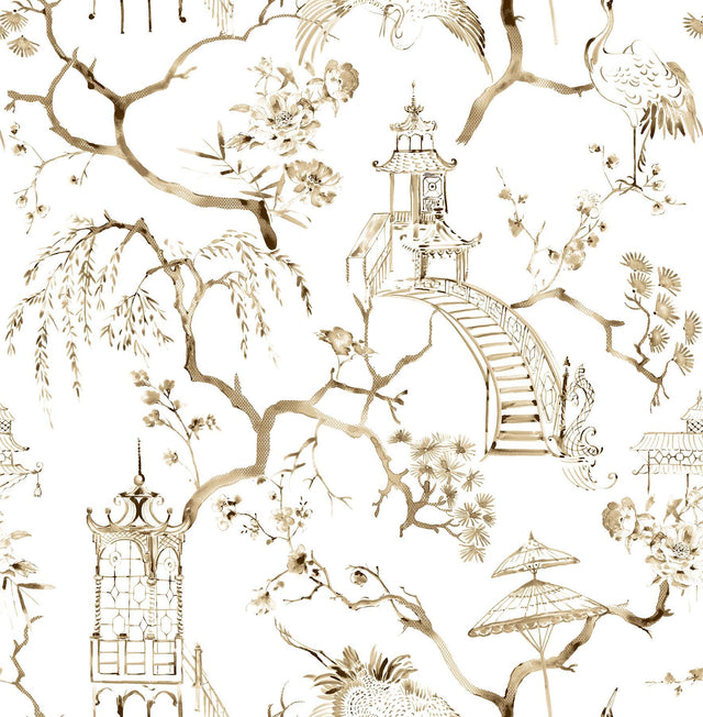 A-Street Prints Serena Coffee Chinoiserie Wallpaper