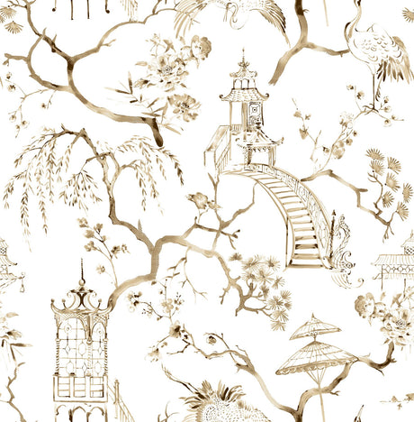 A-Street Prints Serena Coffee Chinoiserie Wallpaper