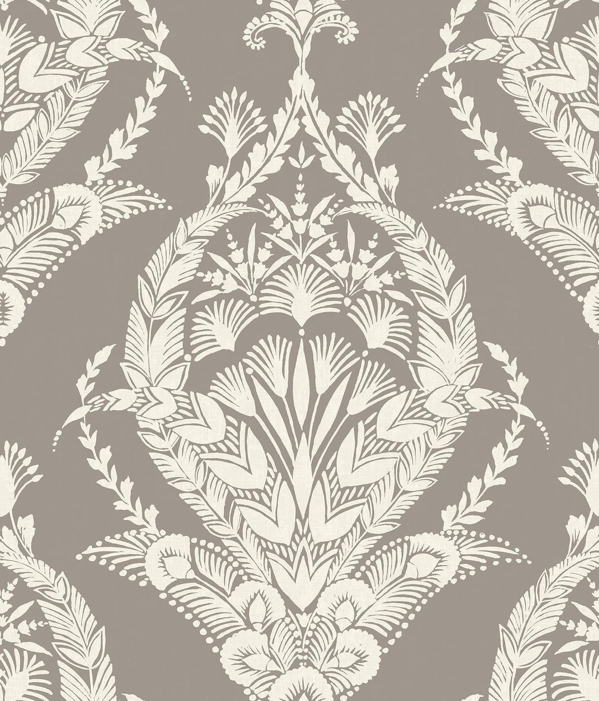 A-Street Prints Arlie Grey Botanical Damask Wallpaper