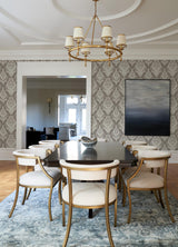 A-Street Prints Arlie Grey Botanical Damask Wallpaper