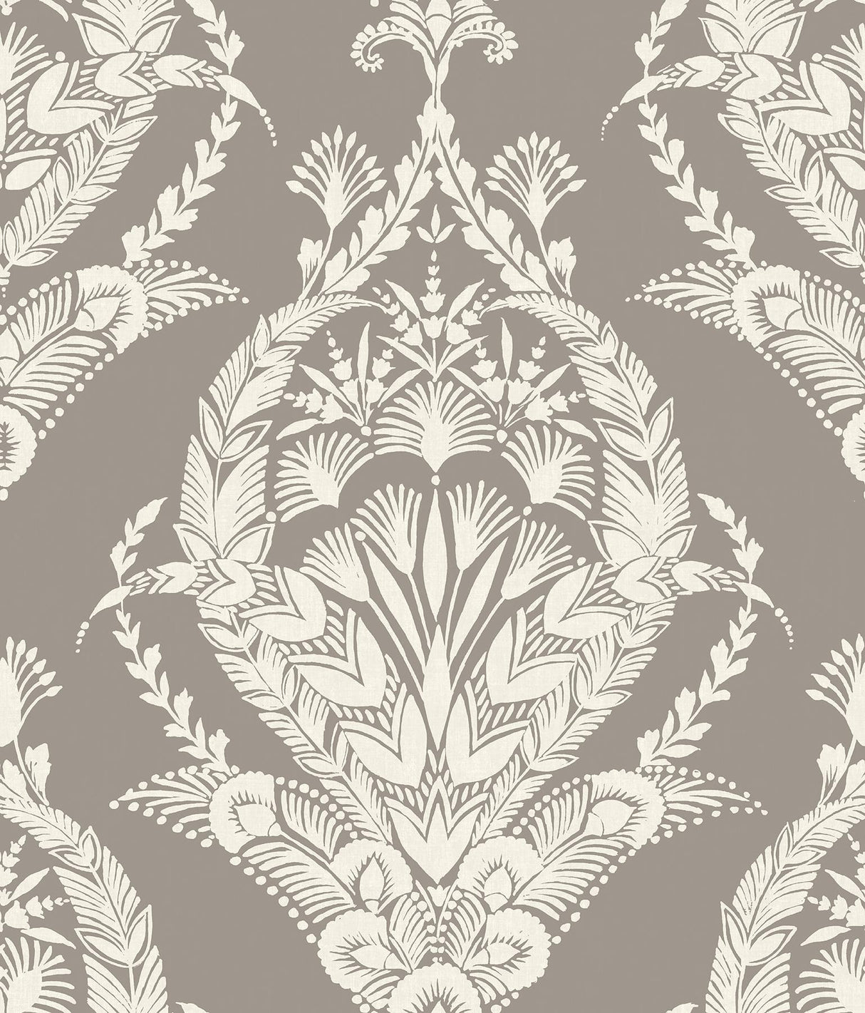 A-Street Prints Arlie Grey Botanical Damask Wallpaper