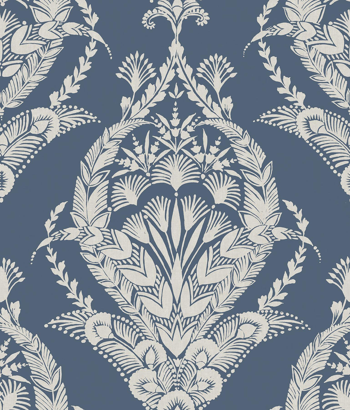 A-Street Prints Arlie Indigo Botanical Damask Wallpaper
