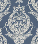 A-Street Prints Arlie Indigo Botanical Damask Wallpaper
