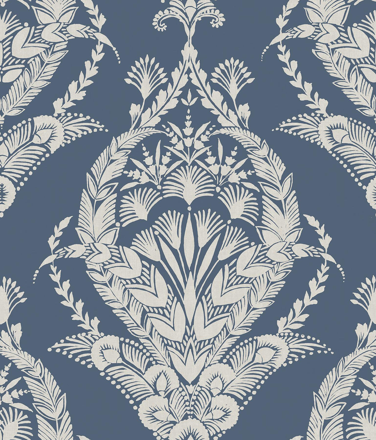 A-Street Prints Arlie Indigo Botanical Damask Wallpaper