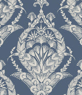 A-Street Prints Arlie Indigo Botanical Damask Wallpaper