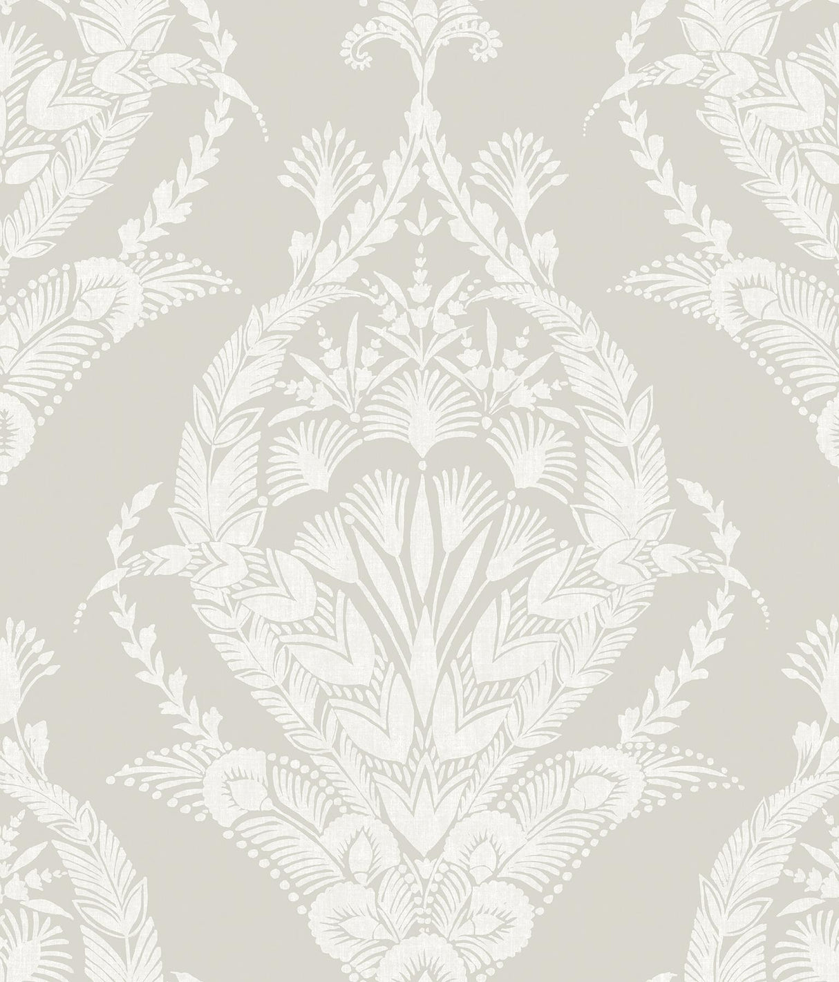 A-Street Prints Arlie Light Grey Botanical Damask Wallpaper