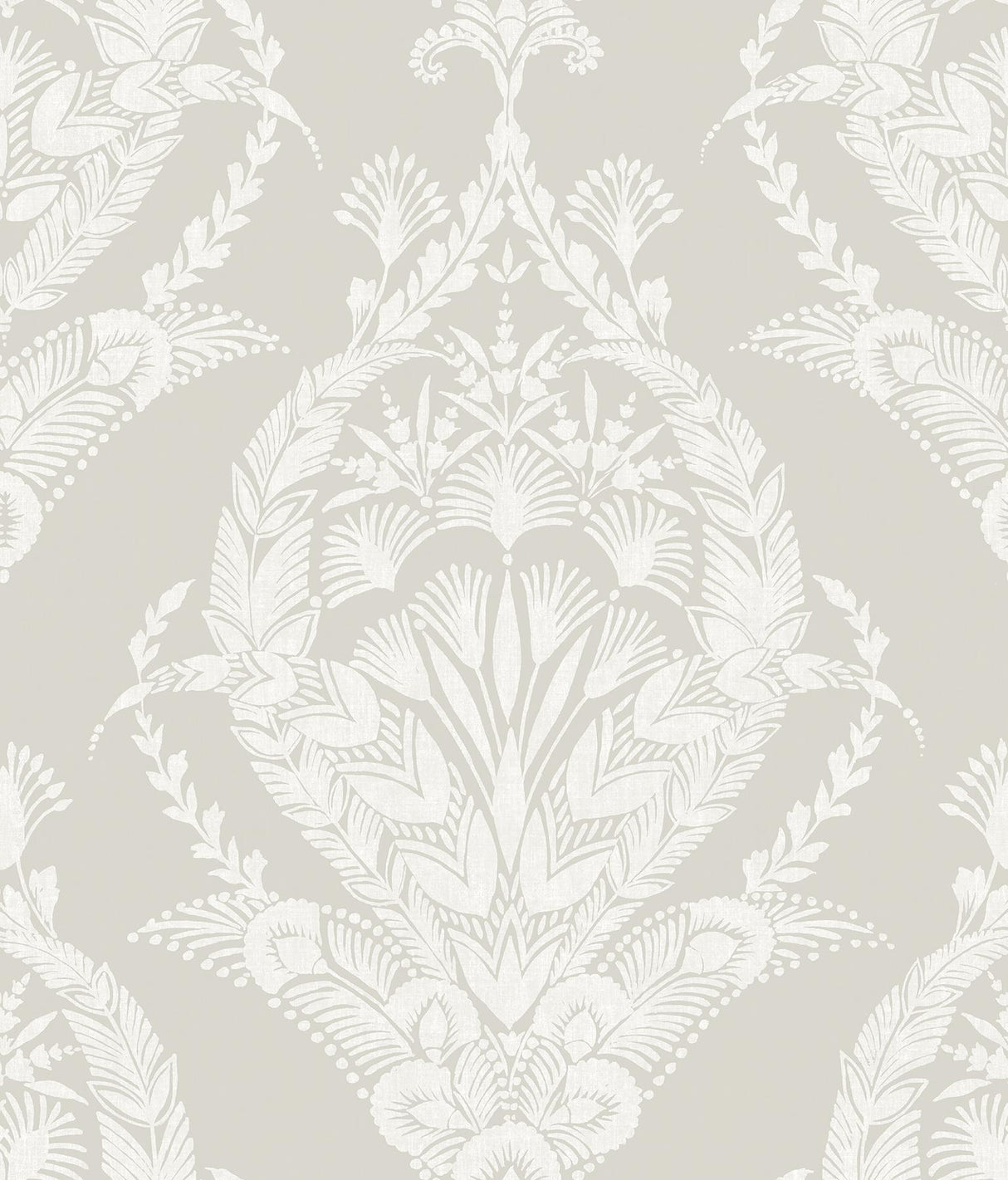 A-Street Prints Arlie Light Grey Botanical Damask Wallpaper
