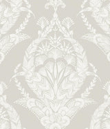 A-Street Prints Arlie Light Grey Botanical Damask Wallpaper